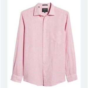 Rodd & Gunn Seaford Long Sleeve Sports Fit 100% Linen Shirt Wild Rose Sz S New